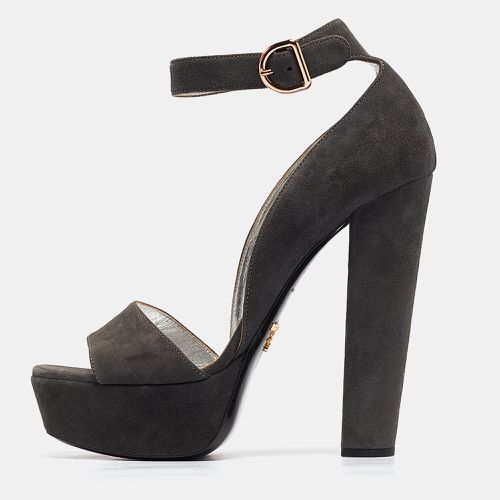 Suede Platform Ankle Strap Sandals Size 39 - Prada - Modalova