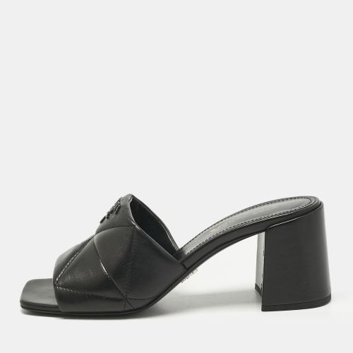 Quilted Leather Block-Heel Slide Sandals Size 37 - Prada - Modalova