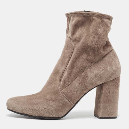 Light Suede Block Heel Ankle Boots Size 39 - Prada - Modalova