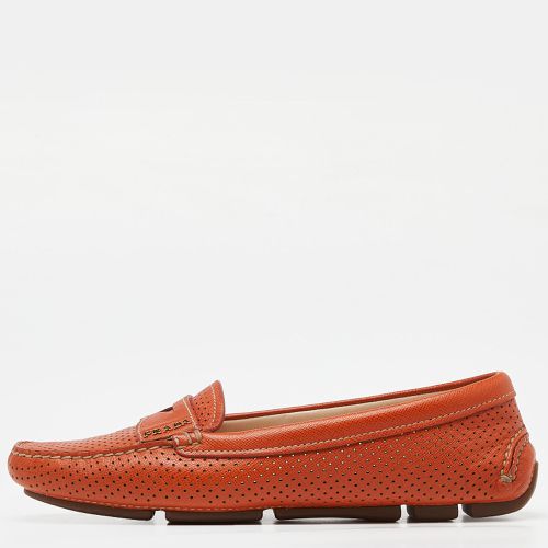 Perforated Leather Penny Loafers Size 36 - Prada - Modalova