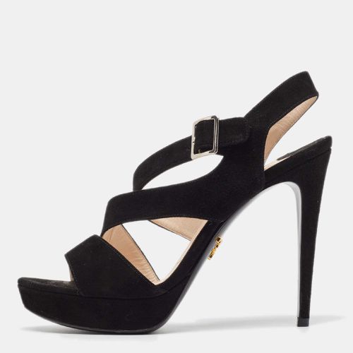 Suede Platform Strappy Sandals Size 37.5 - Prada - Modalova