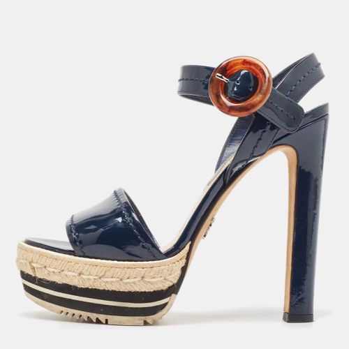 Patent Leather Espadrille Platform Ankle Strap Sandals Size 37 - Prada - Modalova