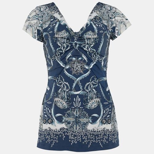 Navy Printed Synthetic Top L - Roberto Cavalli - Modalova