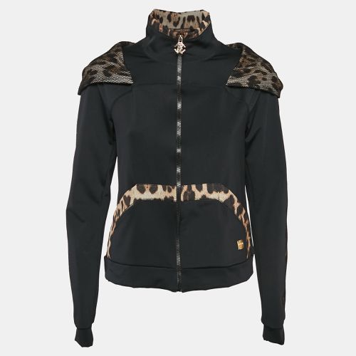 Jersey Animal Print Trim Hooded Jacket M - Roberto Cavalli Gym - Modalova