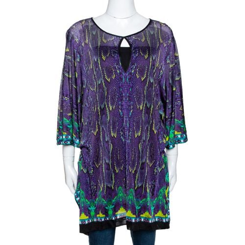 Snake Print Knit Belted Kaftan Top M - Roberto Cavalli - Modalova