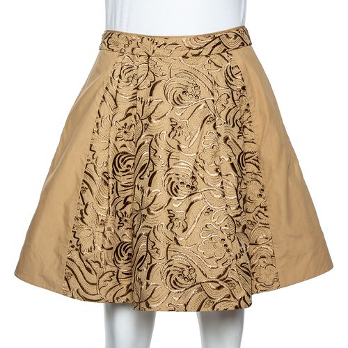 Embroidered Cotton Pleated Mini Skirt S - Roberto Cavalli - Modalova