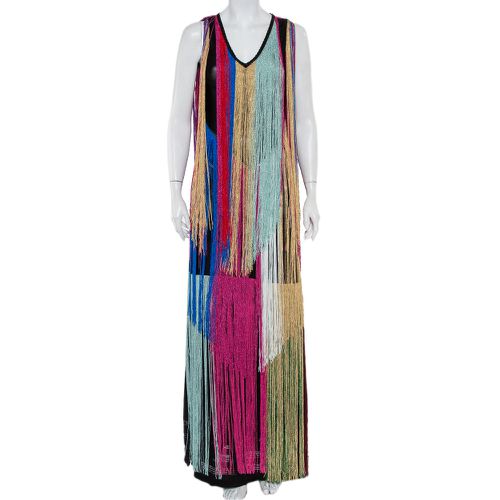 Knit Fringed Maxi Dress M - Roberto Cavalli - Modalova