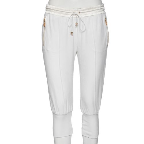 Cotton Rib Knit Detailed Cropped Joggers M - Roberto Cavalli - Modalova