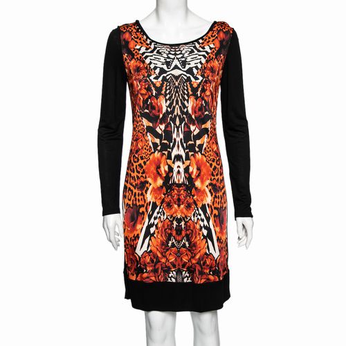 And Orange Printed Jersey Long Sleeve Dress M - Roberto Cavalli - Modalova