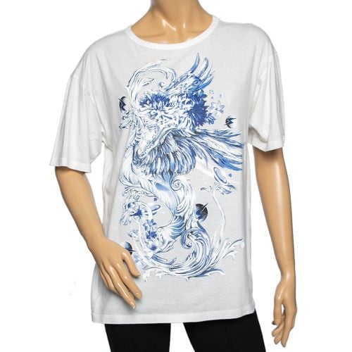 Printed Cotton Knit Round Neck T-Shirt M - Roberto Cavalli - Modalova