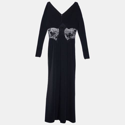 Crepe & Embellished Lace Gown L - Roberto Cavalli - Modalova