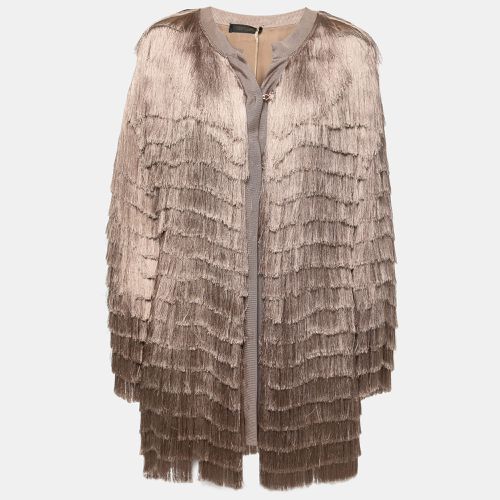 Blush Fringed Silk Jacket M - Roberto Cavalli - Modalova