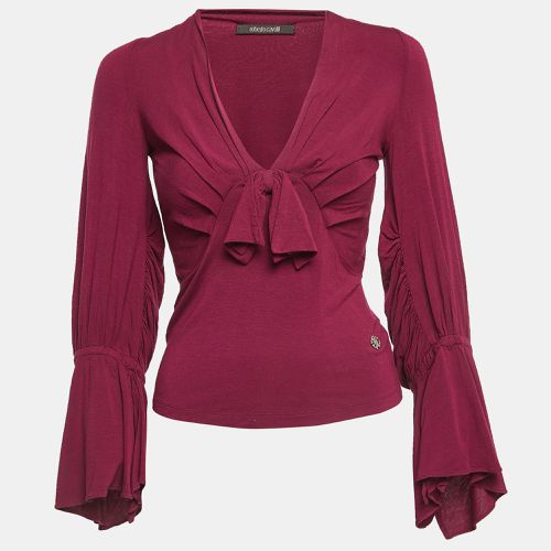 Magenta Knit Bow Detailed Long Sleeve Top S - Roberto Cavalli - Modalova