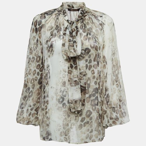 Animal Print Silk Pleated Sheer Shirt S - Roberto Cavalli - Modalova