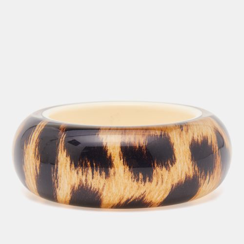 Black Resin Leopard Print Wide Bangle Bracelet - Roberto Cavalli - Modalova