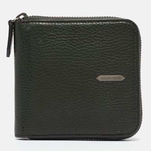 Dark Leather Zip Around Wallet - Roberto Cavalli - Modalova