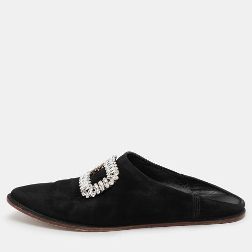 Suede Embellished Mules Size 38.5 - Roger Vivier - Modalova