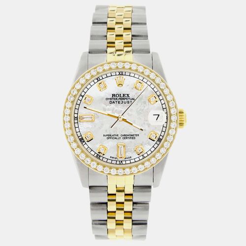 Custom 0.95ct Diamonds 18K Yellow Gold Stainless Steel Datejust Automatic Women's Wristwatch 31mm - Rolex - Modalova