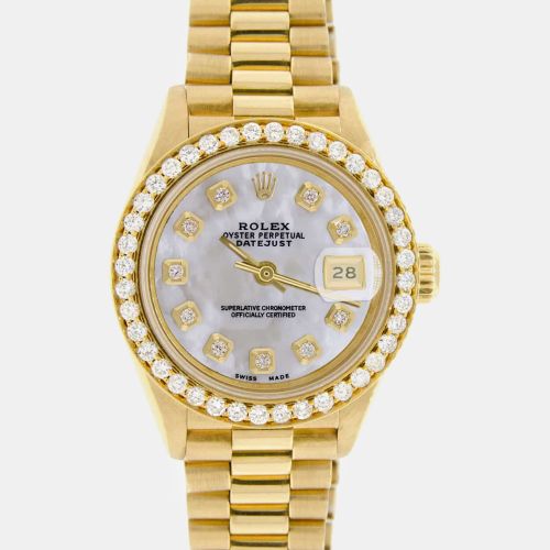 Customised MOP Diamond 18K Yellow Gold President Datejust Automatic Women's Wristwatch 26MM - Rolex - Modalova