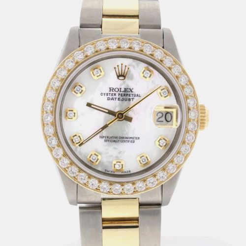Customised MOP Diamond 18K Yellow Gold Stainless Steel Datejust Automatic Women's Wristwatch 31mm - Rolex - Modalova