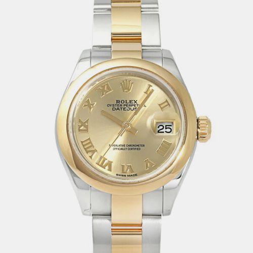 Champagne 18k Yellow And Stainless Steel Datejust 279163 Automatic Women's Wristwatch 28 mm - Rolex - Modalova