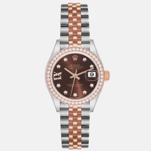 Datejust 28 Steel Rolesor Rose Gold Diamond Ladies Watch 279381 - Rolex - Modalova