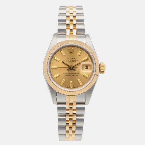 Champagne 18k Yellow Stainless Steel Datejust 69173 Automatic Women's Wristwatch 26 mm - Rolex - Modalova