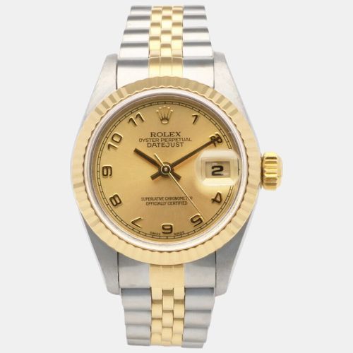 Champagne 18k Yellow Stainless Steel Datejust 69173 Automatic Women's Wristwatch 26 mm - Rolex - Modalova