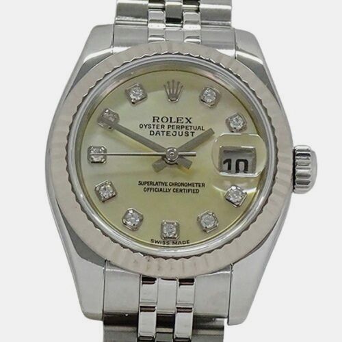 Shell Diamond 18k White Gold Stainless Steel Datejust 179174 Automatic Women's Wristwatch 26 mm - Rolex - Modalova