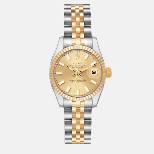 Datejust Steel Yellow Champagne Dial Ladies Watch 179173 - Rolex - Modalova