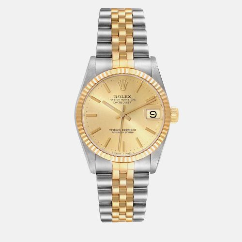 Datejust Midsize Champagne Dial Steel Yellow Ladies Watch 68273 - Rolex - Modalova