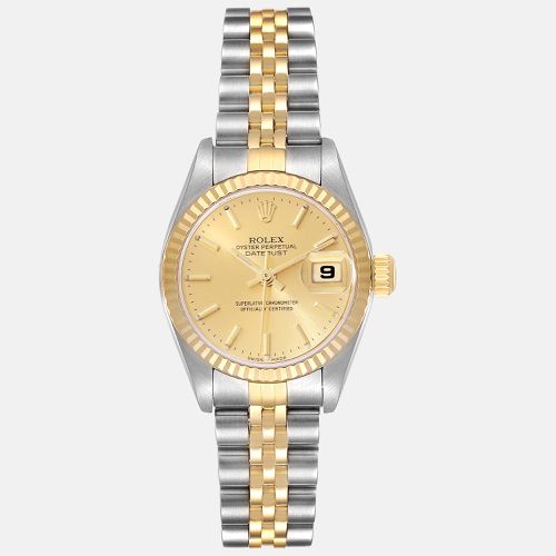 Datejust Steel Yellow Champagne Dial Ladies Watch 26 mm - Rolex - Modalova