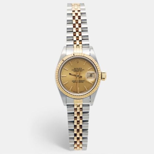 Champagne 18k Yellow Stainless Steel Datejust 69173 Women's Wristwatch 26 mm - Rolex - Modalova