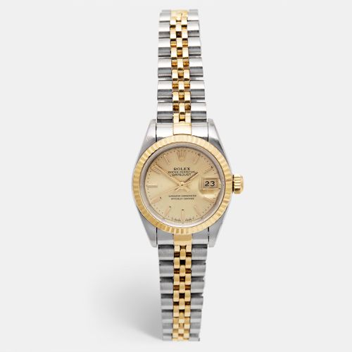 Champagne 18k Yellow Stainless Steel Datejust 69173 Women's Wristwatch 26 mm - Rolex - Modalova