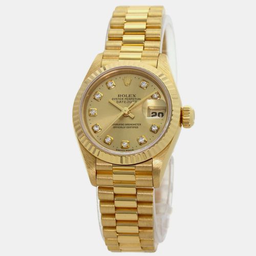 Champagne Diamond 18k Yellow Datejust 69178 Automatic Women's Wristwatch 26 mm - Rolex - Modalova