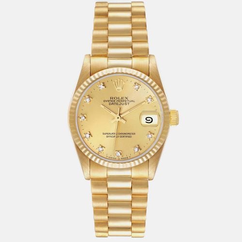 President Midsize Yellow Diamond Dial Ladies Watch 68278 - Rolex - Modalova