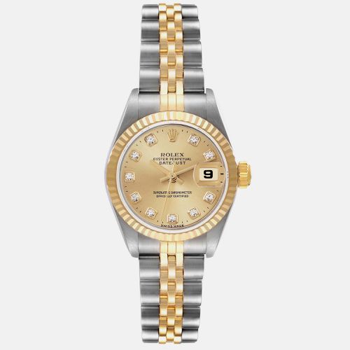 Datejust Steel Yellow Diamond Dial Ladies Watch 26.0 mm - Rolex - Modalova