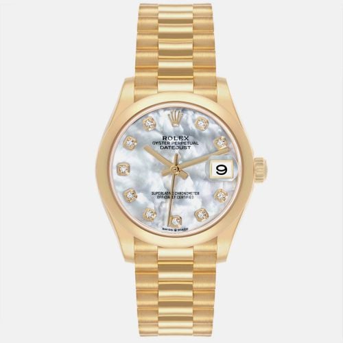 Datejust President Midsize Yellow Gold MOP Diamond Ladies Watch 278248 31 mm - Rolex - Modalova