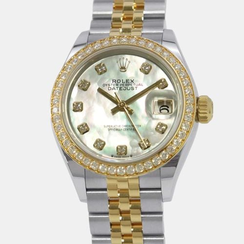 MOP Diamond 18K Yellow Gold Stainless Steel Datejust 279383RBR Automatic Women's Wristwatch 28 mm - Rolex - Modalova