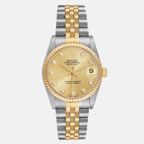 Datejust Midsize Steel Yellow Diamond Dial Ladies Watch 68273 31 mm - Rolex - Modalova