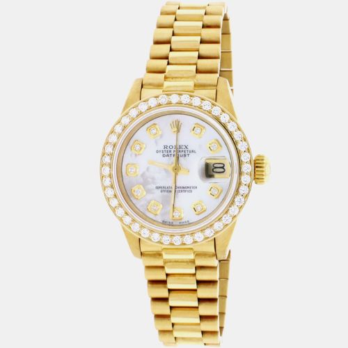 Customised MOP Diamond 18K Yellow Gold President Datejust Automatic Women's Wristwatch 26MM - Rolex - Modalova