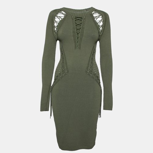 Knitted Cut-Out Lace Up Detail Bodycon Dress M - Ronny Kobo - Modalova