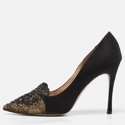 René Caovilla Satin and Lace Crystal Embellished Pumps Size 41.5 - René Caovilla - Modalova