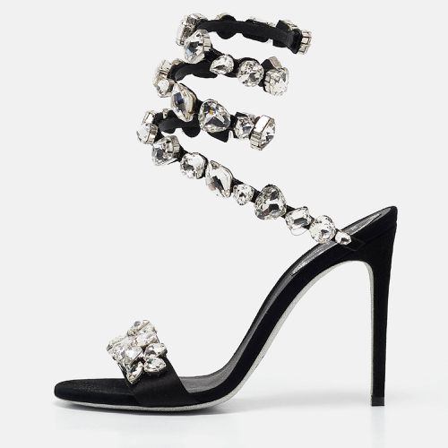 René Caovilla Suede Crystal Embellished Ankle Strap Sandals Size 38 - René Caovilla - Modalova