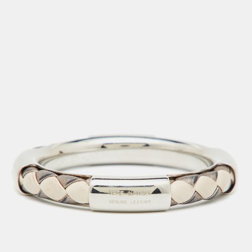 Silver Tone Braided Leather Bangle Bracelet - Tod's - Modalova