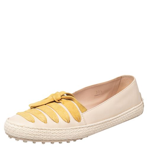 Yellow Leather And Suede Bow Espadrille Flats Size 39.5 - Tod's - Modalova