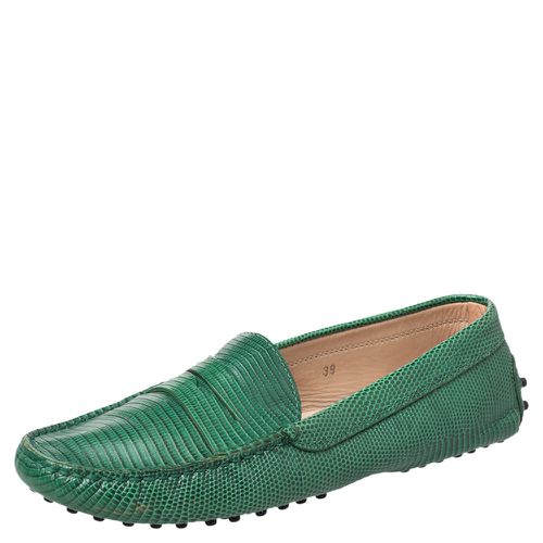 Lizard Embossed Leather Penny Slip On Loafers Size 39 - Tod's - Modalova