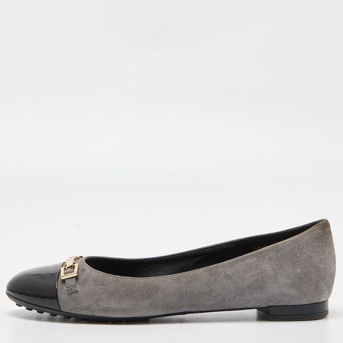 Tod’s /Black Suede and Patent Leather Buckle Detail Ballet Flats Size 36.5 - Tod's - Modalova