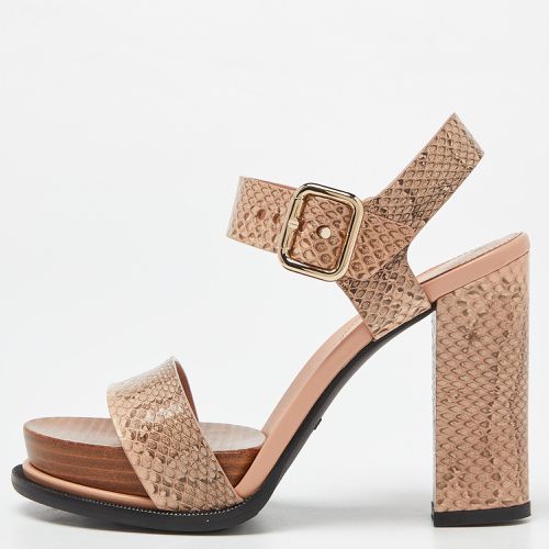 Peach Watersnake Leather Block Heel Platform Sandals Size 36 - Tod's - Modalova