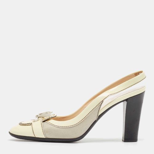 Patent Leather and Fabric Bow Slingback Pumps Size 39 - Tod's - Modalova